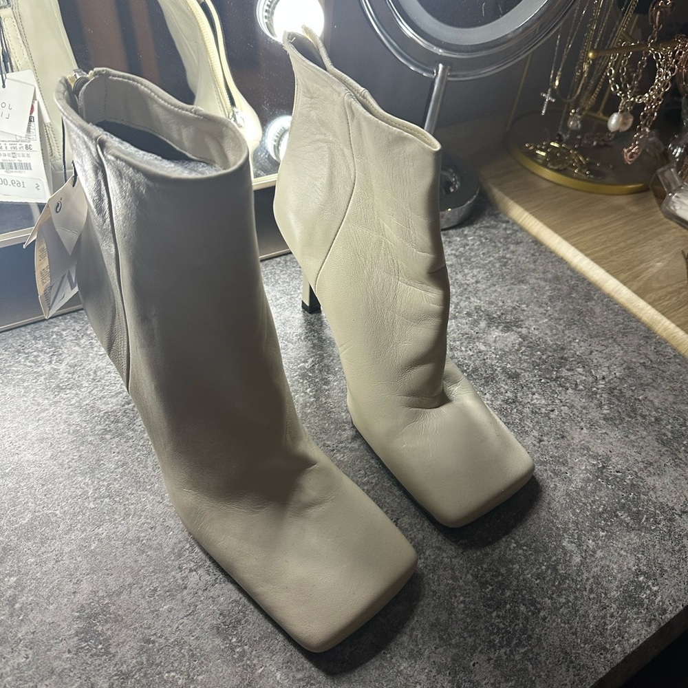 Zara Cream Ankle Booties